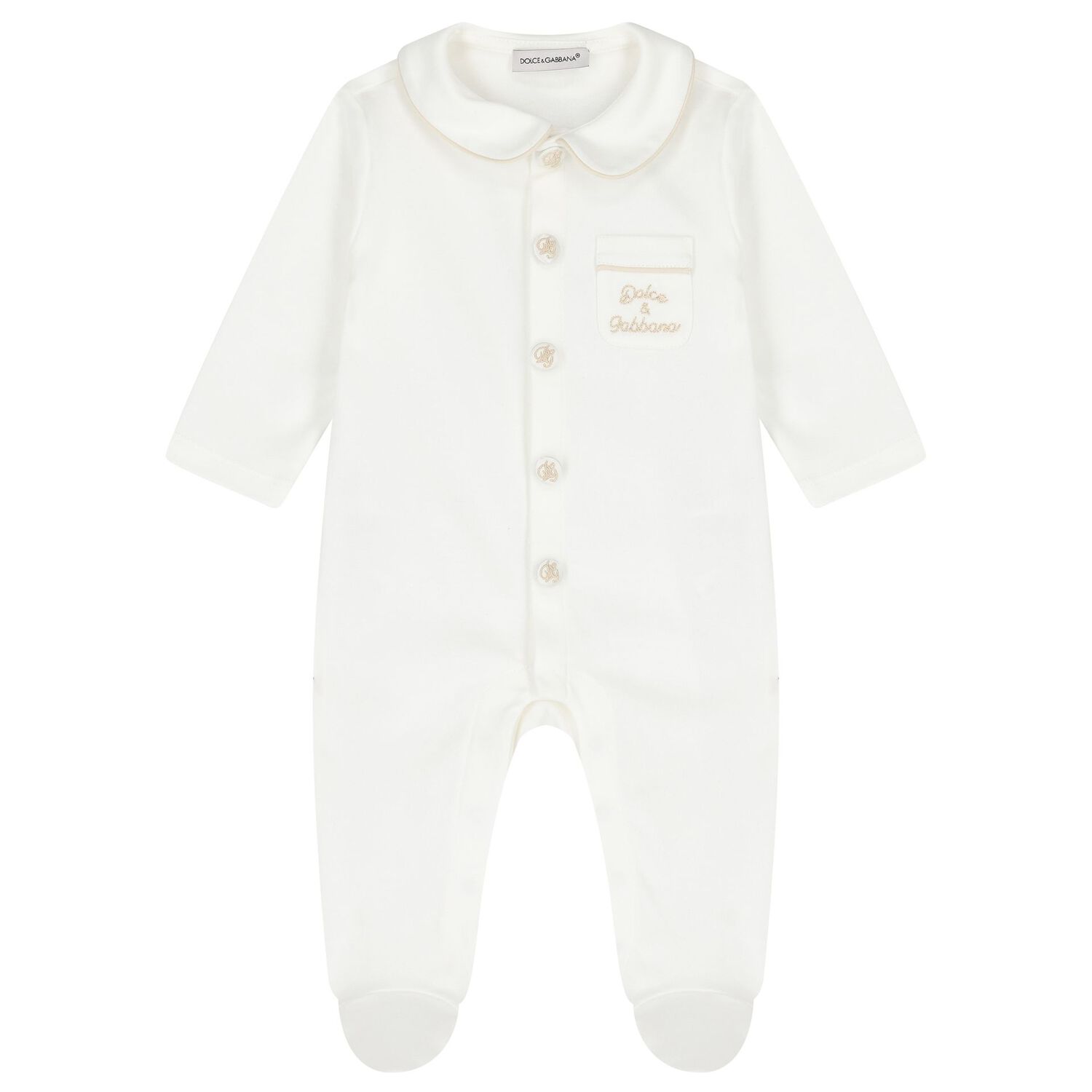 White & Beige Logo Babygrow Gift Set, 1, hi-res
