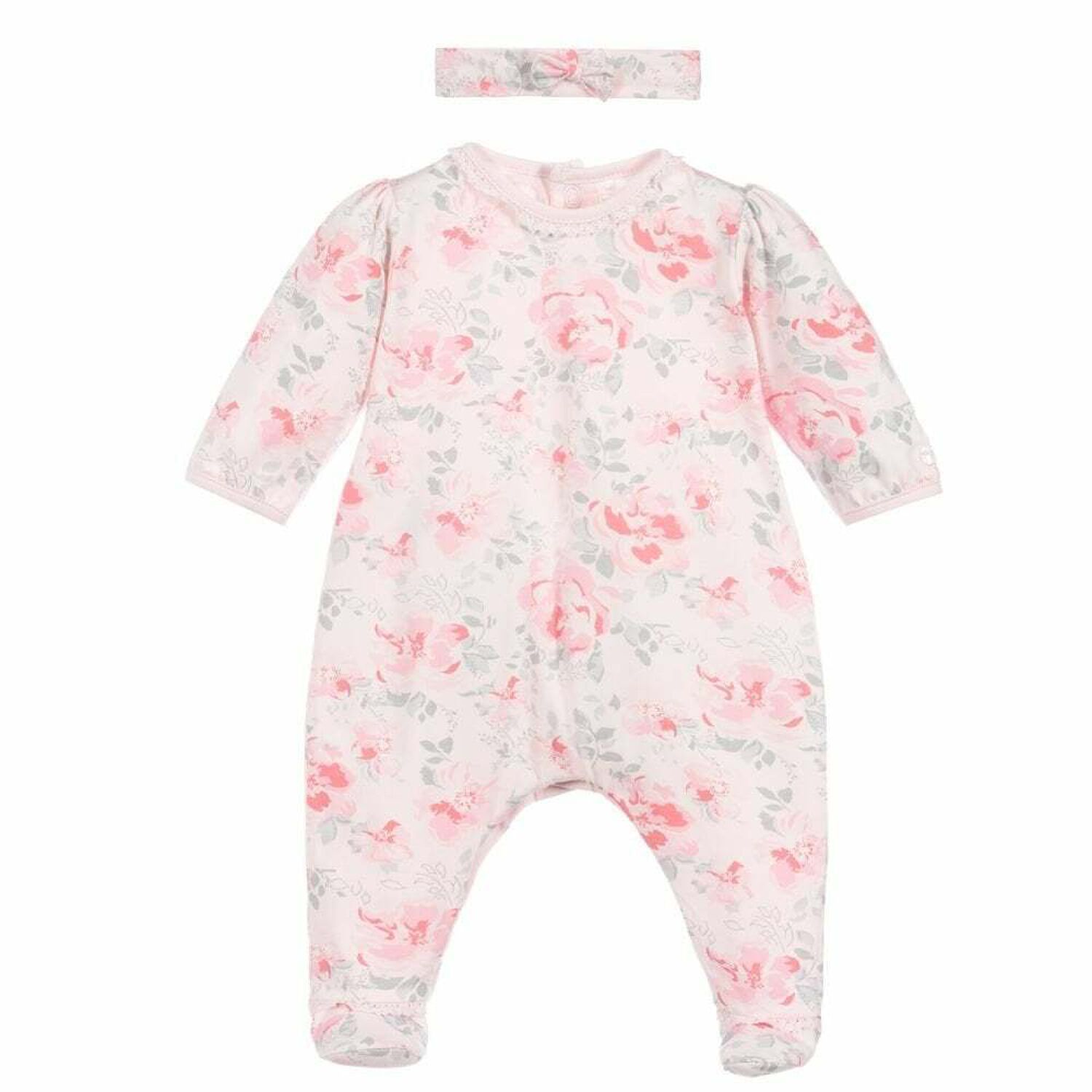 Baby Girls Pink Floral Babygrow Set, 1, hi-res image number null