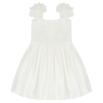 فستان بنات بطبعة الزهور باللون الأبيض