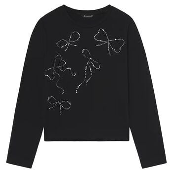 Girls Black Embellished Long Sleeve Top
