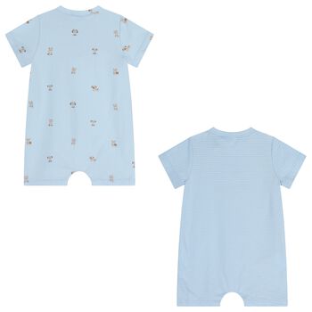 Baby Boys Blue Puppy Romper ( 2-Pack )