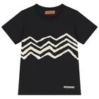 Girls Black Zig Zag Logo T-Shirt, 1, hi-res