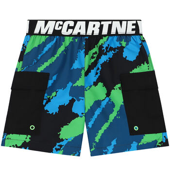 Boys Black, Blue & Green Logo Swim Shorts