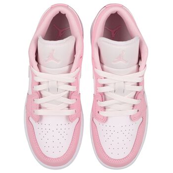 Girls White & Pink Air Jordan 1 Low Trainers