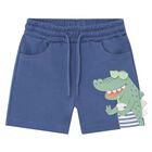 Younger Boys Navy Blue Crocodile Shorts, 1, hi-res