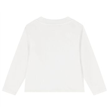 Girls White Logo Long Sleeve Top