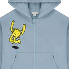 Boys Blue Hooded Zip Up Top, 1, hi-res