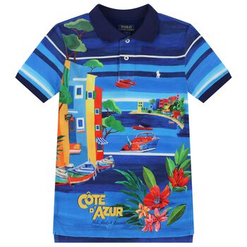 Boys Blue Logo Polo Shirt