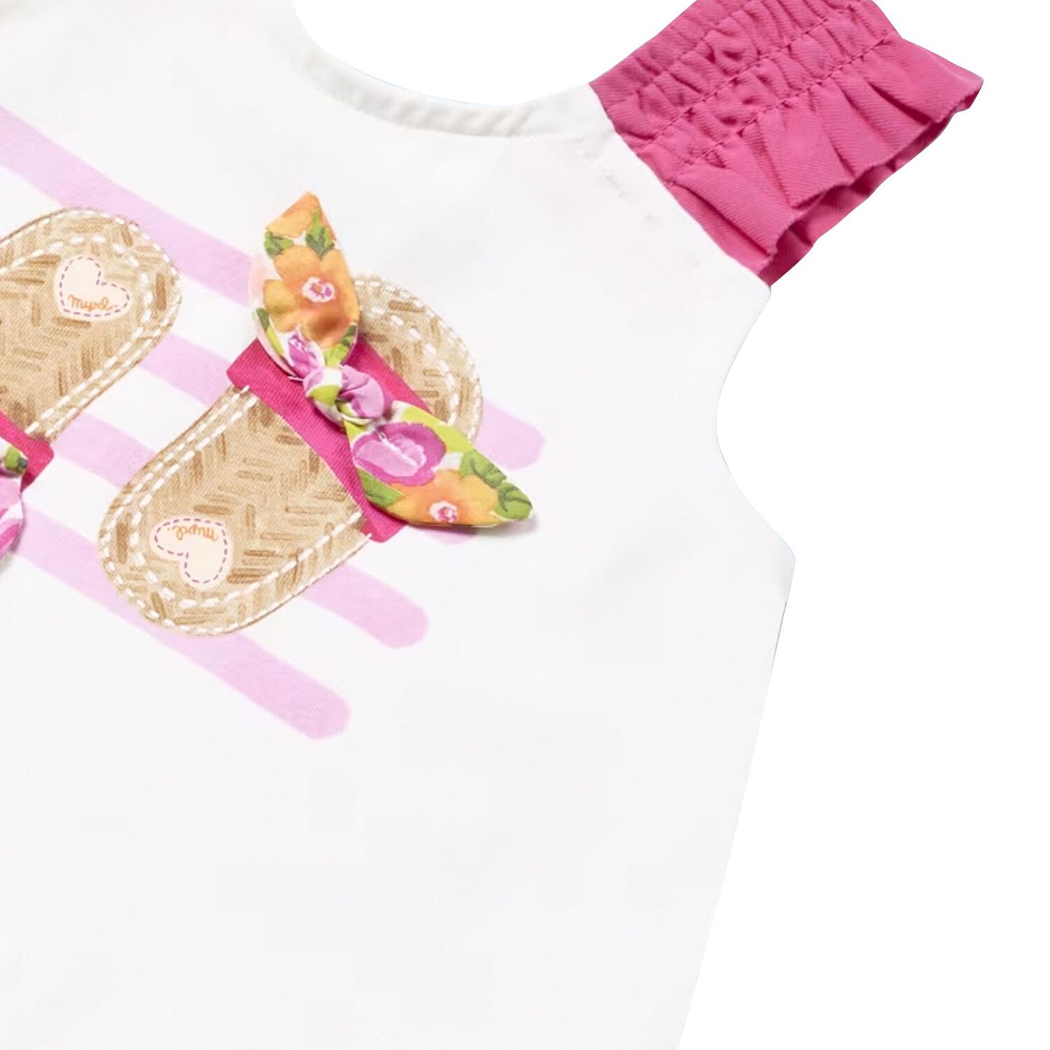 Younger Girls White & Pink Shorts Set, 1, hi-res