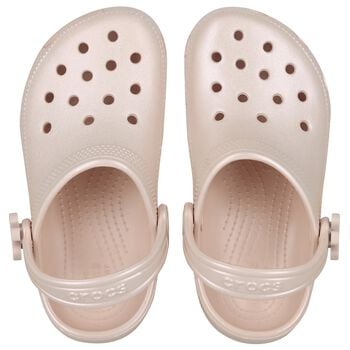 Girls Metallic Beige Classic Clogs Sandals 