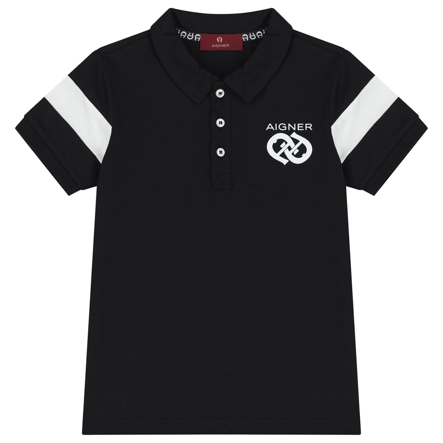Boys Black Logo Polo Shirt, 1, hi-res