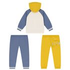 Younger Boys Ivory, Blue & Yellow 3-Piece Tracksuit, 1, hi-res