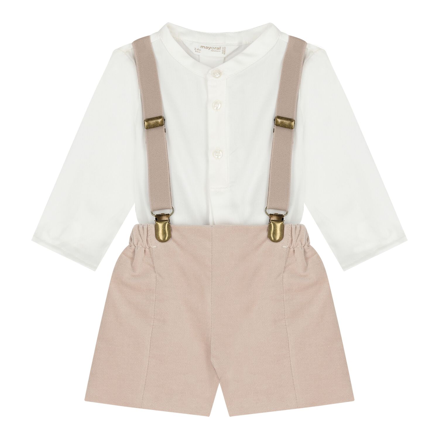 Baby Boys White & Beige Shorts Set, 2, hi-res