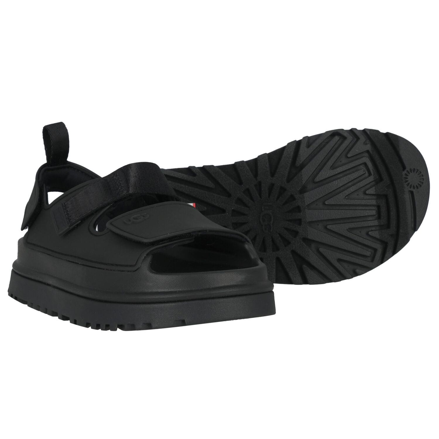 Black Chunky Logo Sandals , 1, hi-res