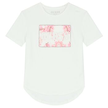 Girls White Logo Cherry Blossom T-Shirt