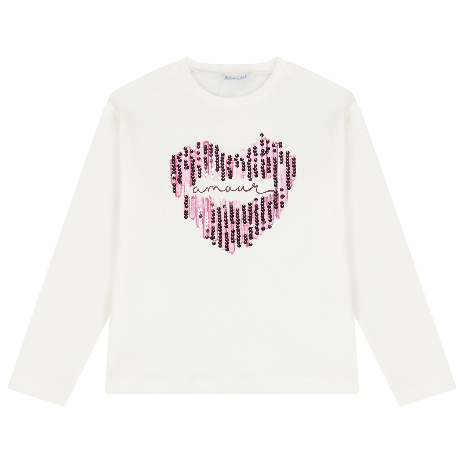 Girls Ivory Embellished Long Sleeve Top, 1, hi-res