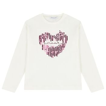 Girls Ivory Embellished Long Sleeve Top