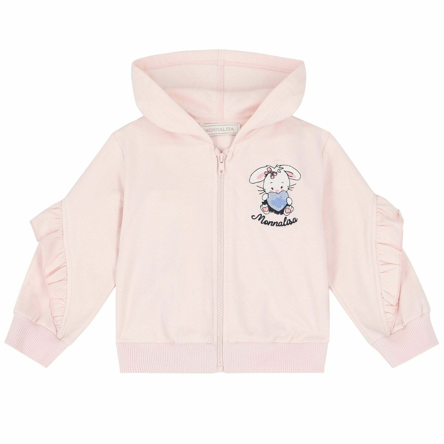 Younger Girls Pink Bunny Zip Up Top , 1, hi-res