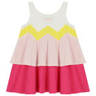 Girls Ivory & Pink Logo Dress, 1, hi-res