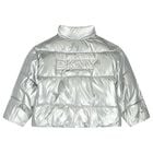 Girls Silver & Black Logo Reversible Puffer Jacket, 1, hi-res