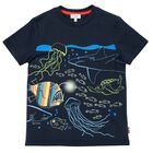 Boys Navy Sea Creatures T-Shirt, 1, hi-res