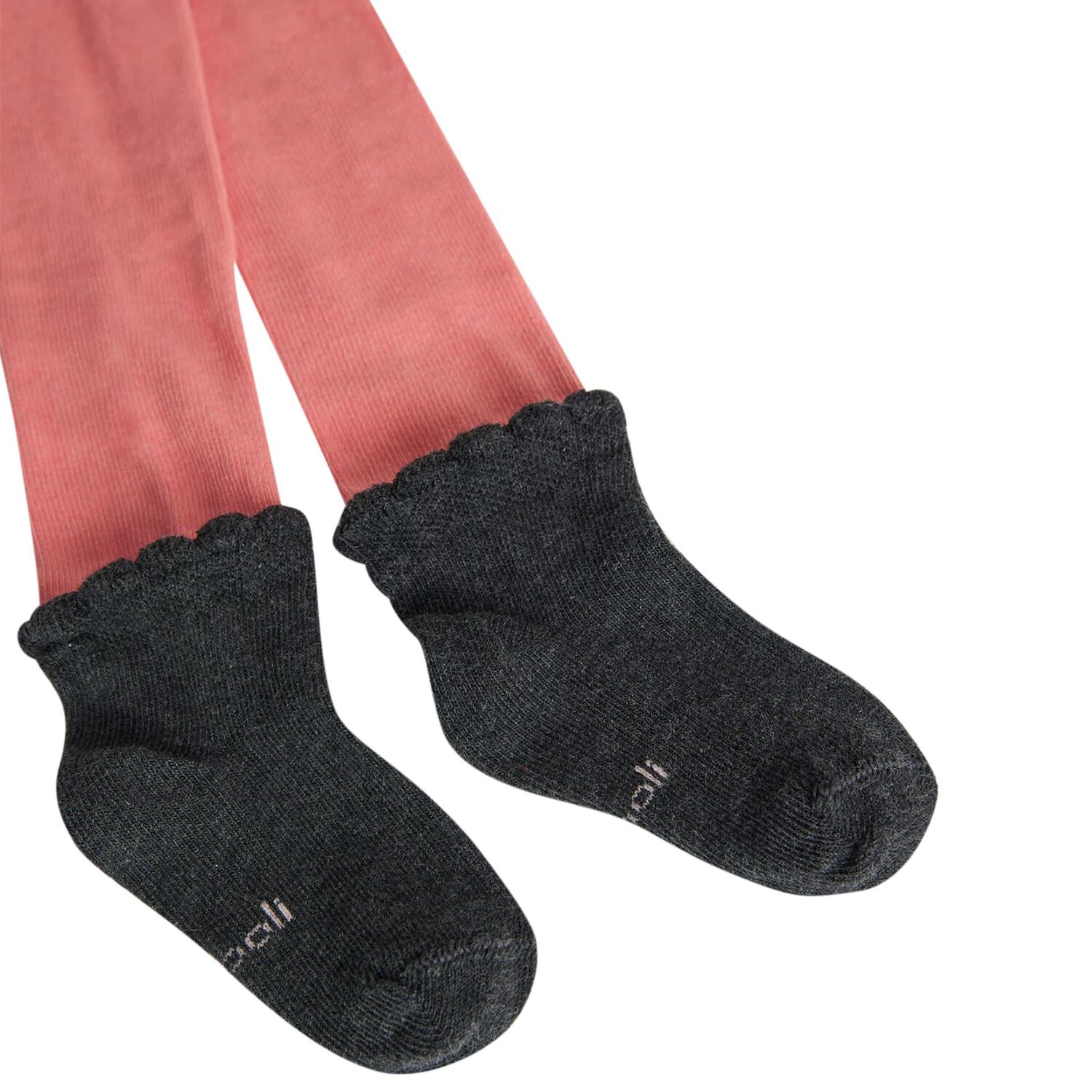 Girls Pink & Grey Logo Tights, 1, hi-res image number null