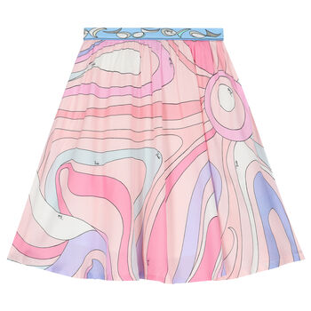 Girls Pink Abstract Skirt