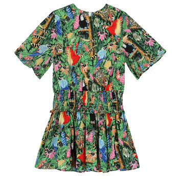 Girls Green Tropical Dress