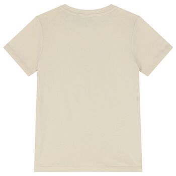 Boys Beige & Gold Logo T-Shirt