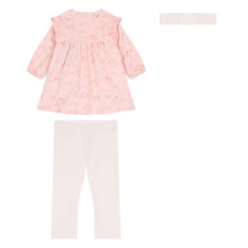 Younger Girls Pink & White Logo Leggings Set