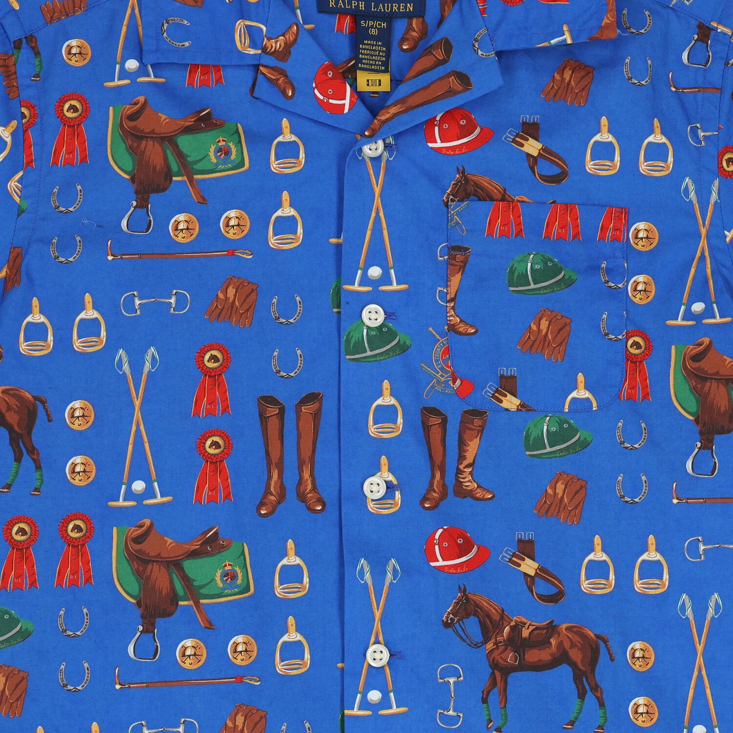 Boys Blue Equestrian Shirt, 1, hi-res