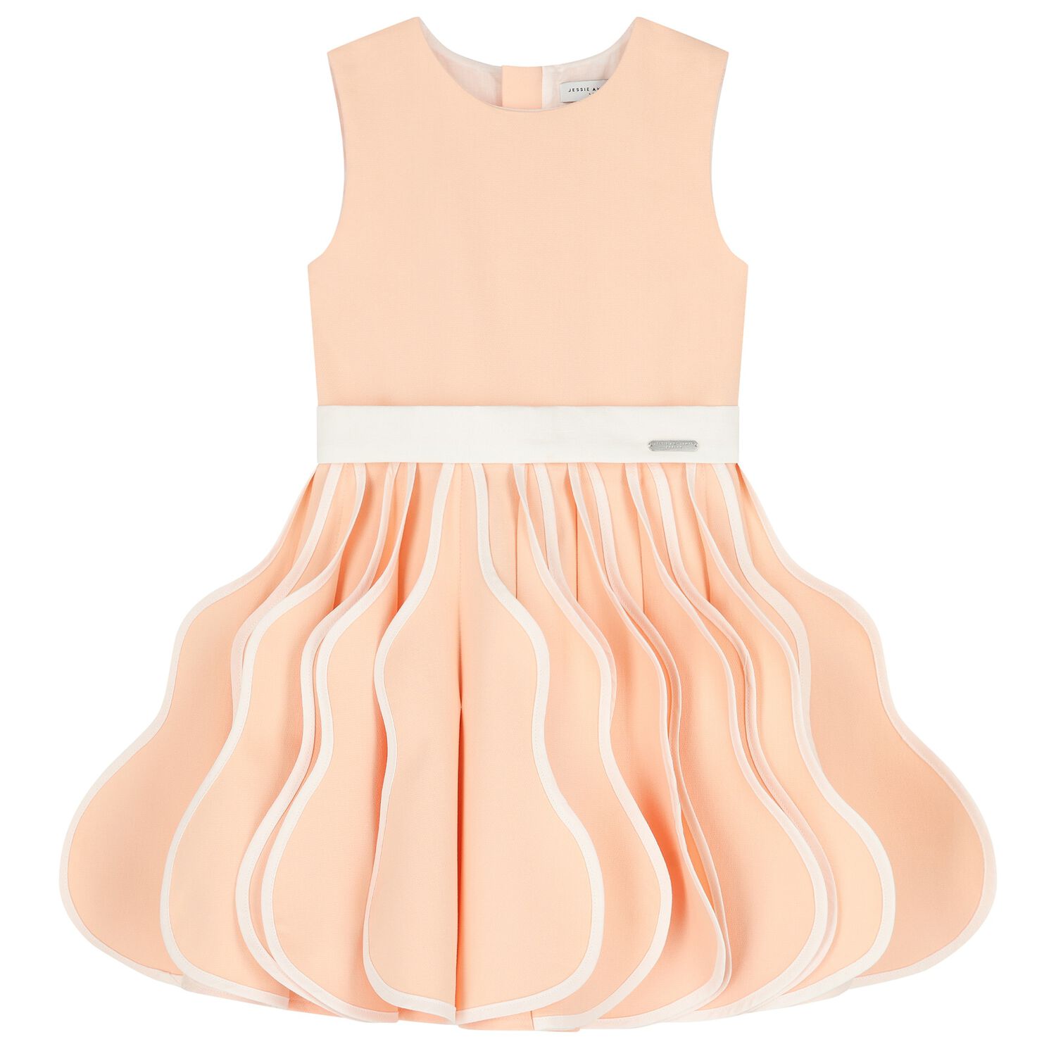 Girls Pink 3D Folds Dress, 1, hi-res