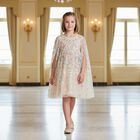 Girls Ivory Floral & Tulle Cape Dress, 1, hi-res