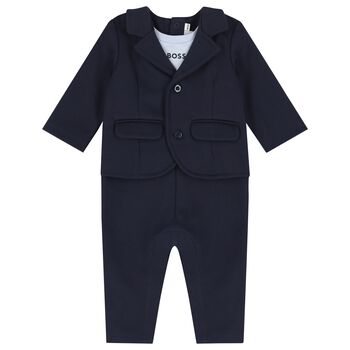 Baby Boys Navy Blue Romper Suit