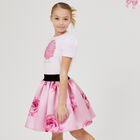 Girls Pink Roses Skirt, 2, hi-res