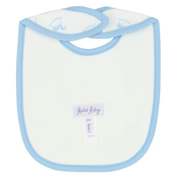 Baby Boys Ivory & Blue Horse Bib