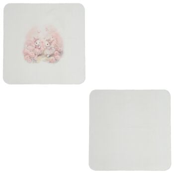 لفافة الموسلين للبنات بطبعة أرنب باللون العاجي ( قطعتين )