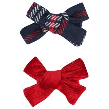 Girls Red and Navy Blue Bow Hairclips ( 2 Pack )