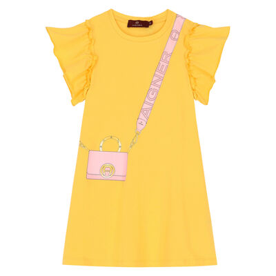 فستان عيد بالشعار باللون الأصفر
