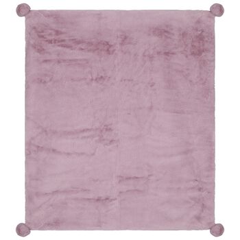 Baby Girls Purple & Ivory Pom Pom Blanket