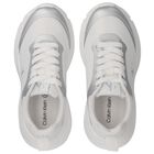White & Silver Logo Trainers, 1, hi-res