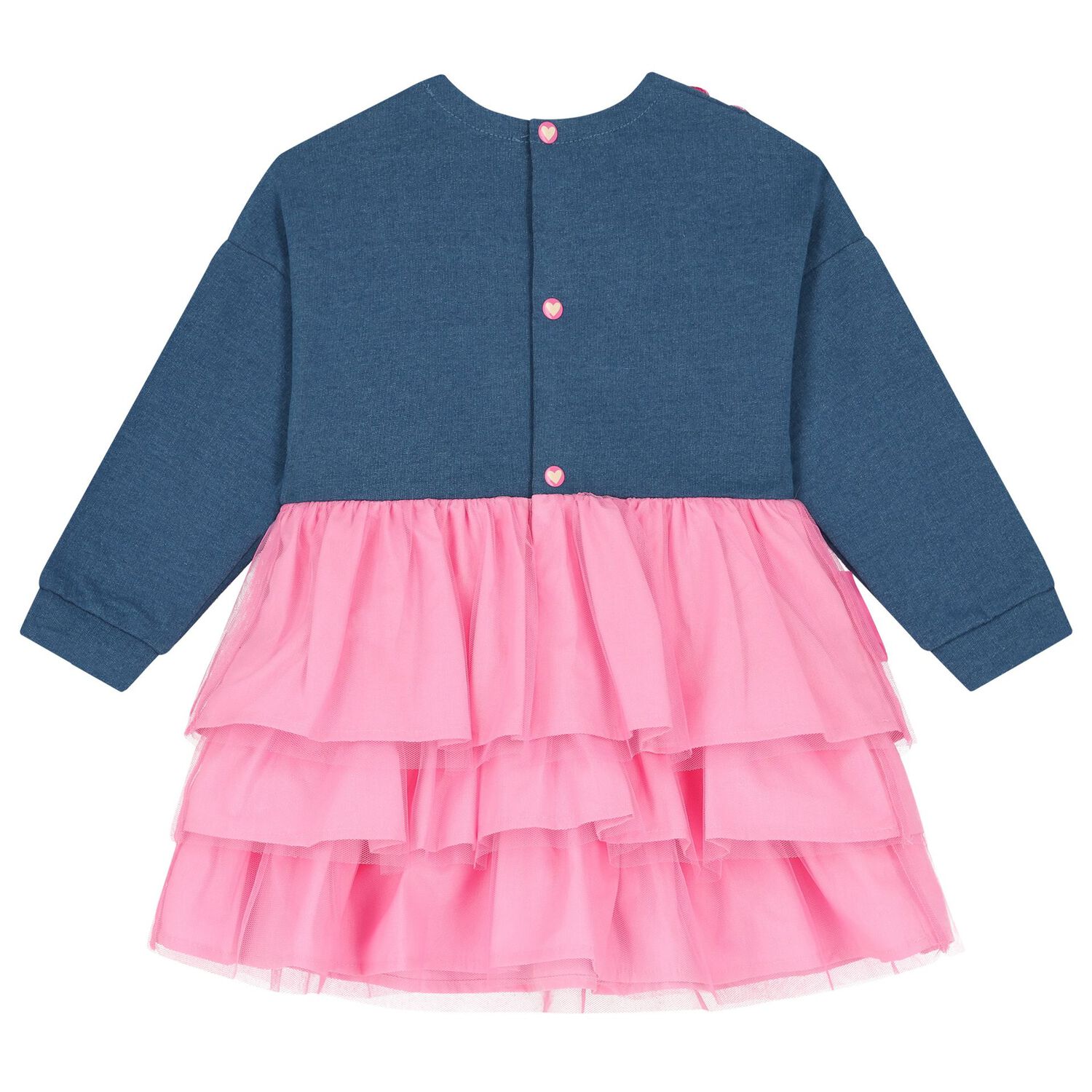 Girls Blue & Pink Flower Dress Set, 1, hi-res image number null