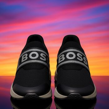 Boys Black Logo Trainers