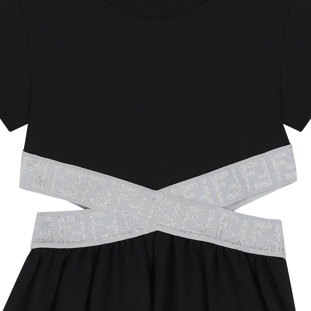 Fendi Black Cotton Dress With Logo