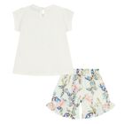 Younger Girls Ivory & Green Butterfly Shorts Set, 1, hi-res