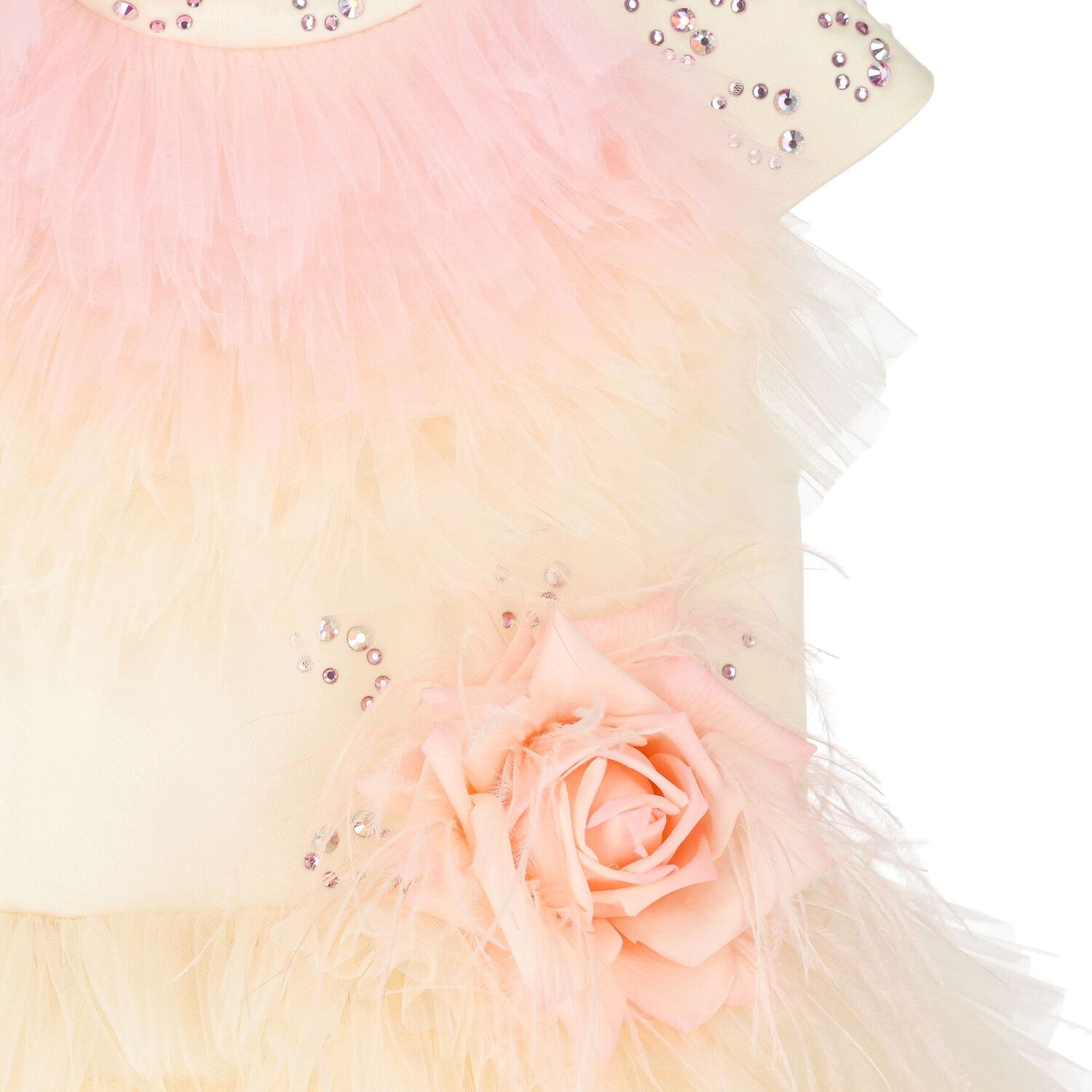 Girls Pink & Yellow Tulle Ruffled Dress, 1, hi-res image number null