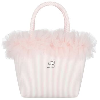 حقيبة يد بنات بالشعار باللون الوردى