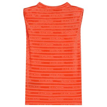 فستان بنات بالشعار باللون البرتقالي