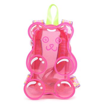 Girls Pink Teddy Bear Transparent Backpack