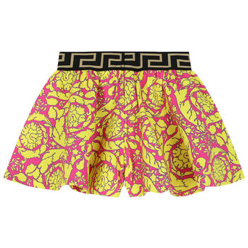 Girls Pink & Yellow Barocco Shorts